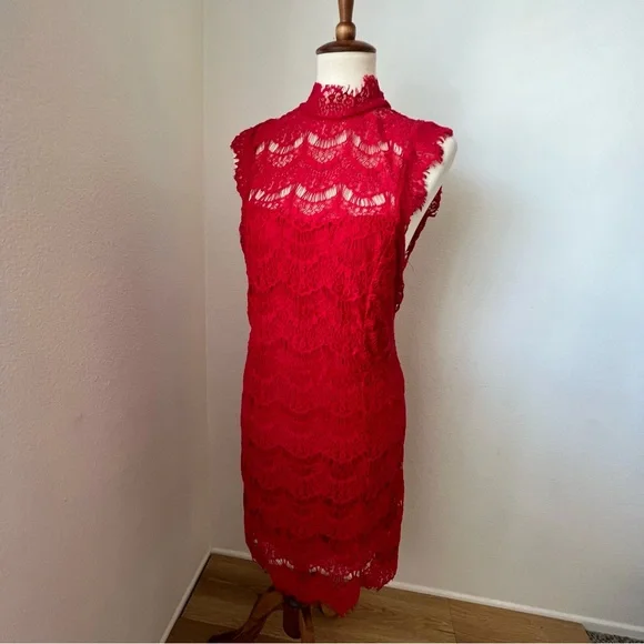 NWT Free People Red Lace Dress - Picture 2 of 13
